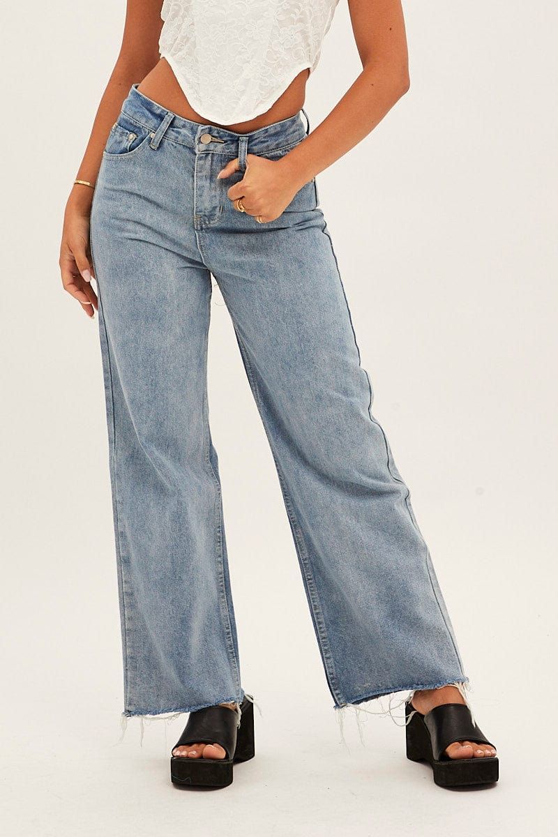Blue Denim Jeans High Rise Wide Leg sold by Ally Fashion product image thumbnail 2