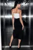 Black Rib Front Slit Skinny Skirt sold by Ally Fashion