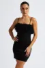 Black Faux Feather Trim Bodycon Strappy Mini Dress sold by Ally Fashion