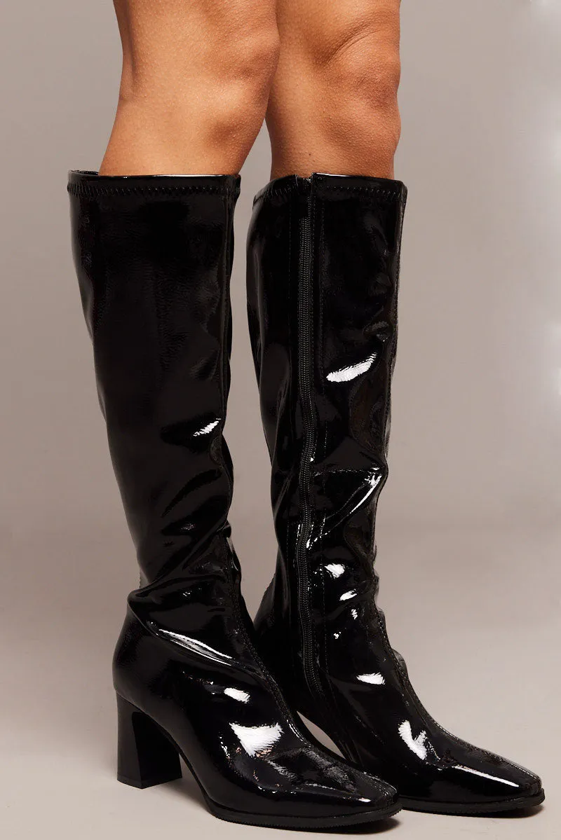 Black Heeled Knee High Boots sold by Ally Fashion