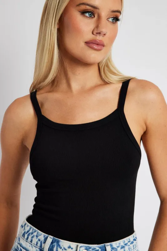 Black Singlet Top Seamless Sleeveless Longline sold by Ally Fashion