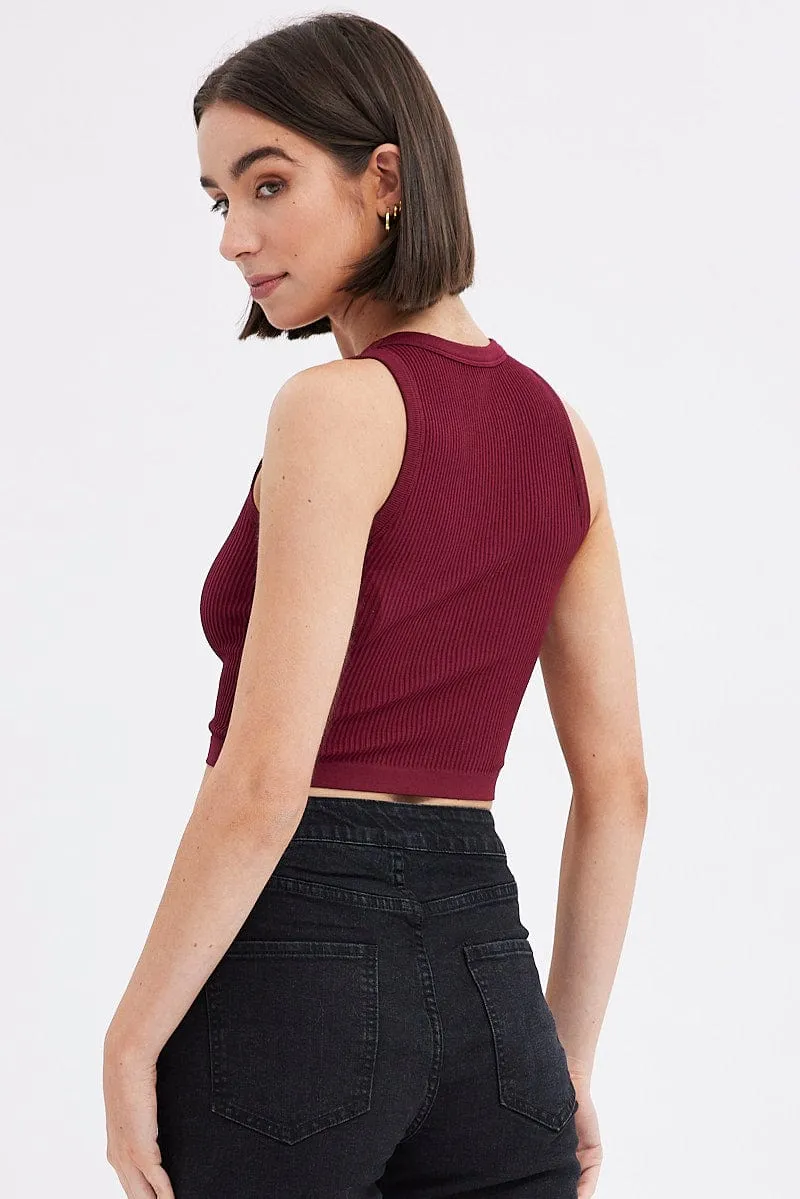 Red Tank Top Crew Neck Seamless sold by Ally Fashion product image thumbnail 5