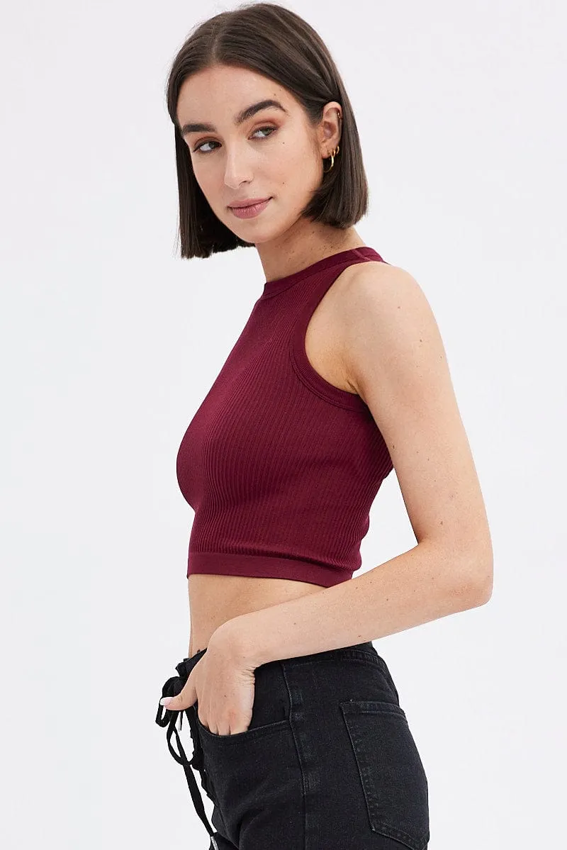 Red Tank Top Crew Neck Seamless sold by Ally Fashion product image thumbnail 4