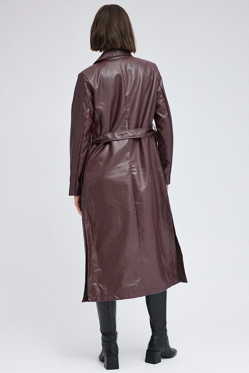 Brown Faux Leather Jacket Long Sleeves sold by Ally Fashion product image thumbnail 5