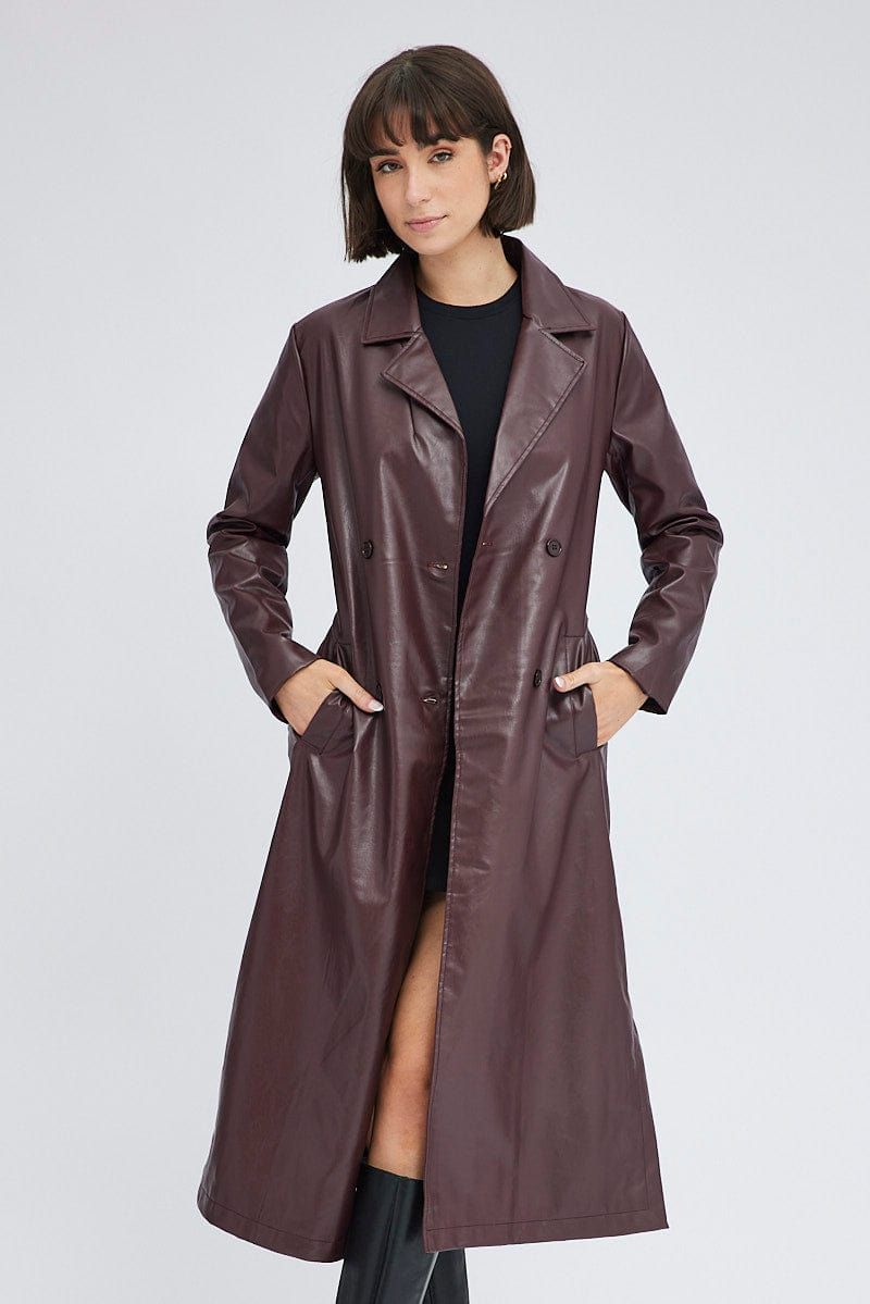 Brown Faux Leather Jacket Long Sleeves sold by Ally Fashion product image thumbnail 2