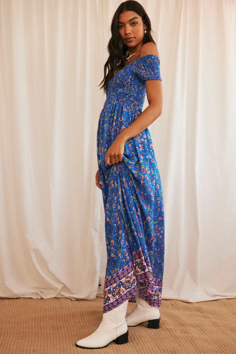 Blue Boho Maxi Dress Off Shoulder sold by Ally Fashion product image thumbnail 4
