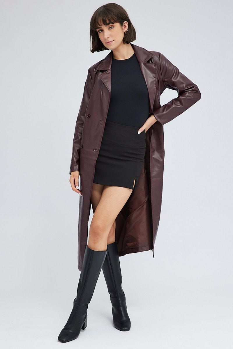 Brown Faux Leather Jacket Long Sleeves sold by Ally Fashion product image thumbnail 3
