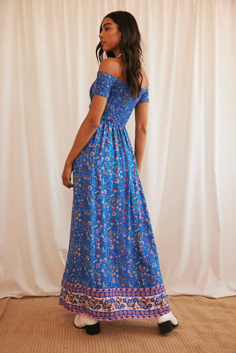 Blue Boho Maxi Dress Off Shoulder sold by Ally Fashion product image thumbnail 5