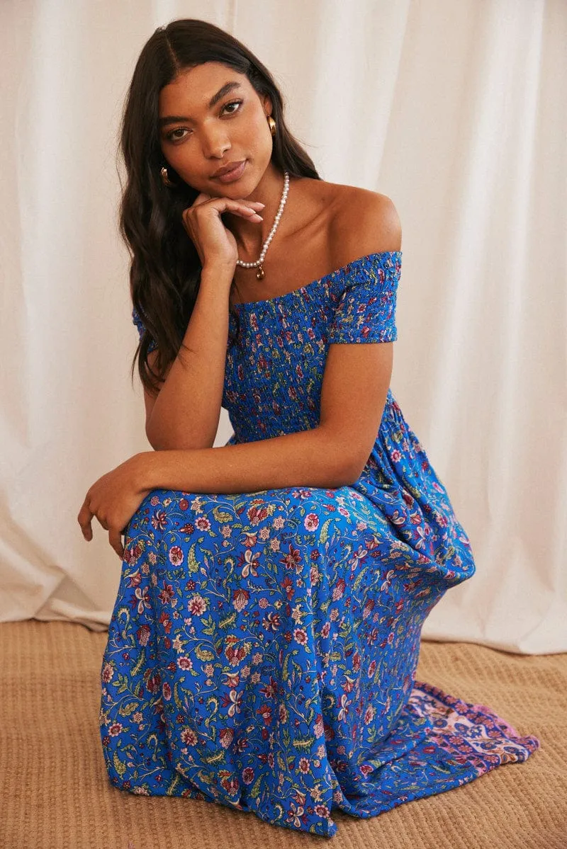 Blue Boho Maxi Dress Off Shoulder sold by Ally Fashion product image thumbnail 2