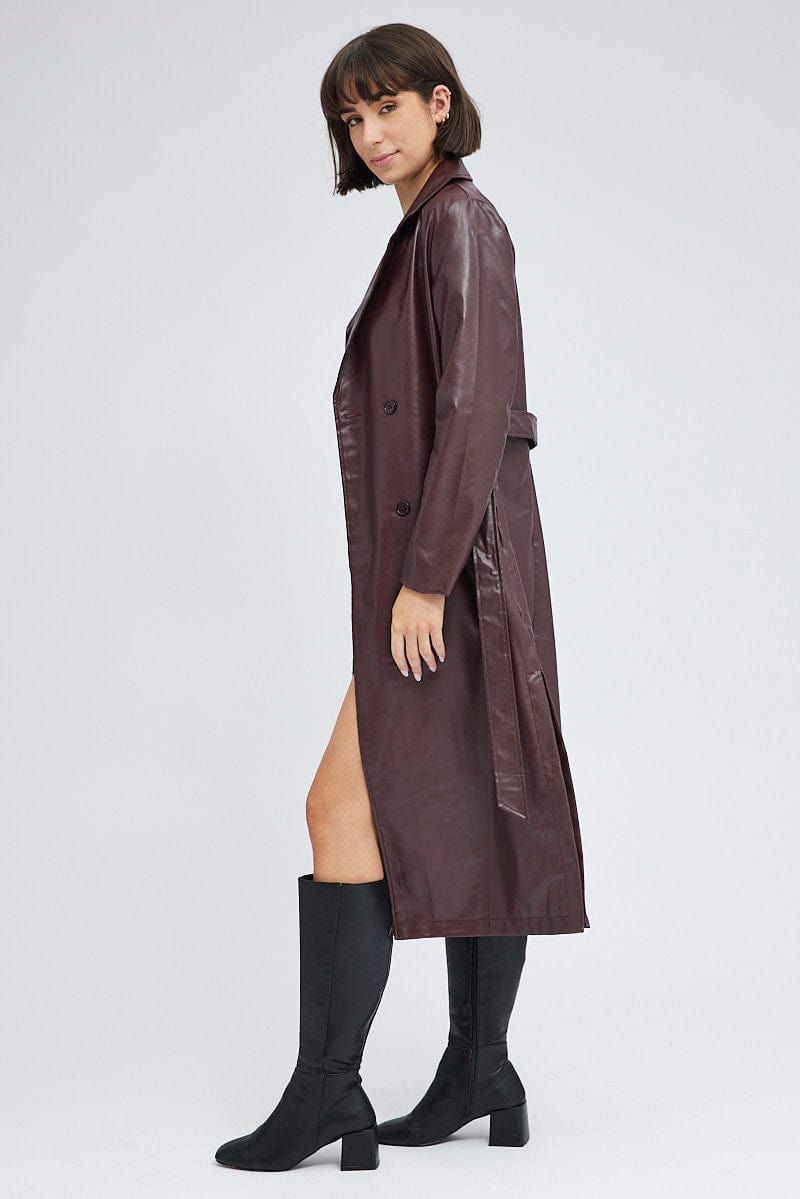 Brown Faux Leather Jacket Long Sleeves sold by Ally Fashion product image thumbnail 4