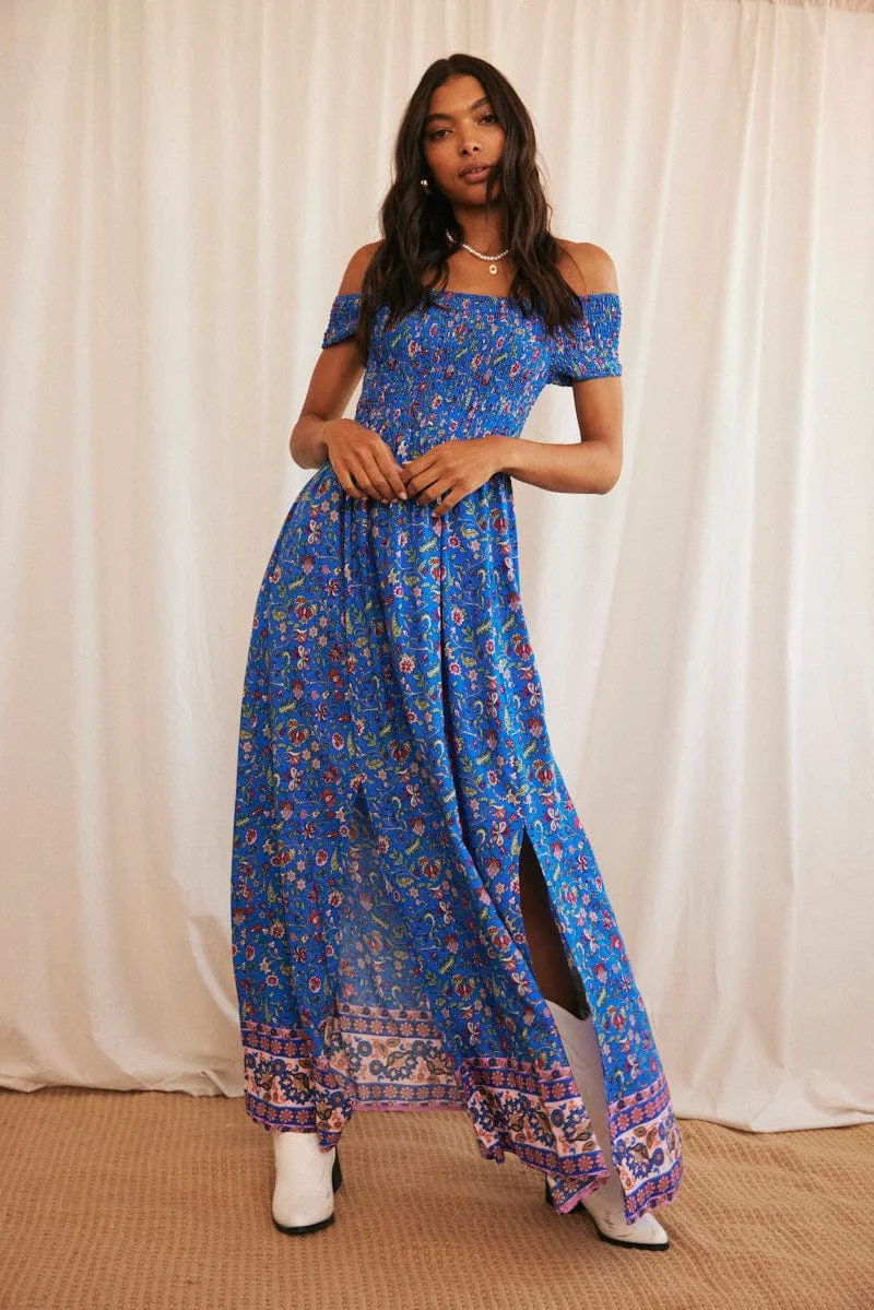 Blue Boho Maxi Dress Off Shoulder sold by Ally Fashion product image thumbnail 3