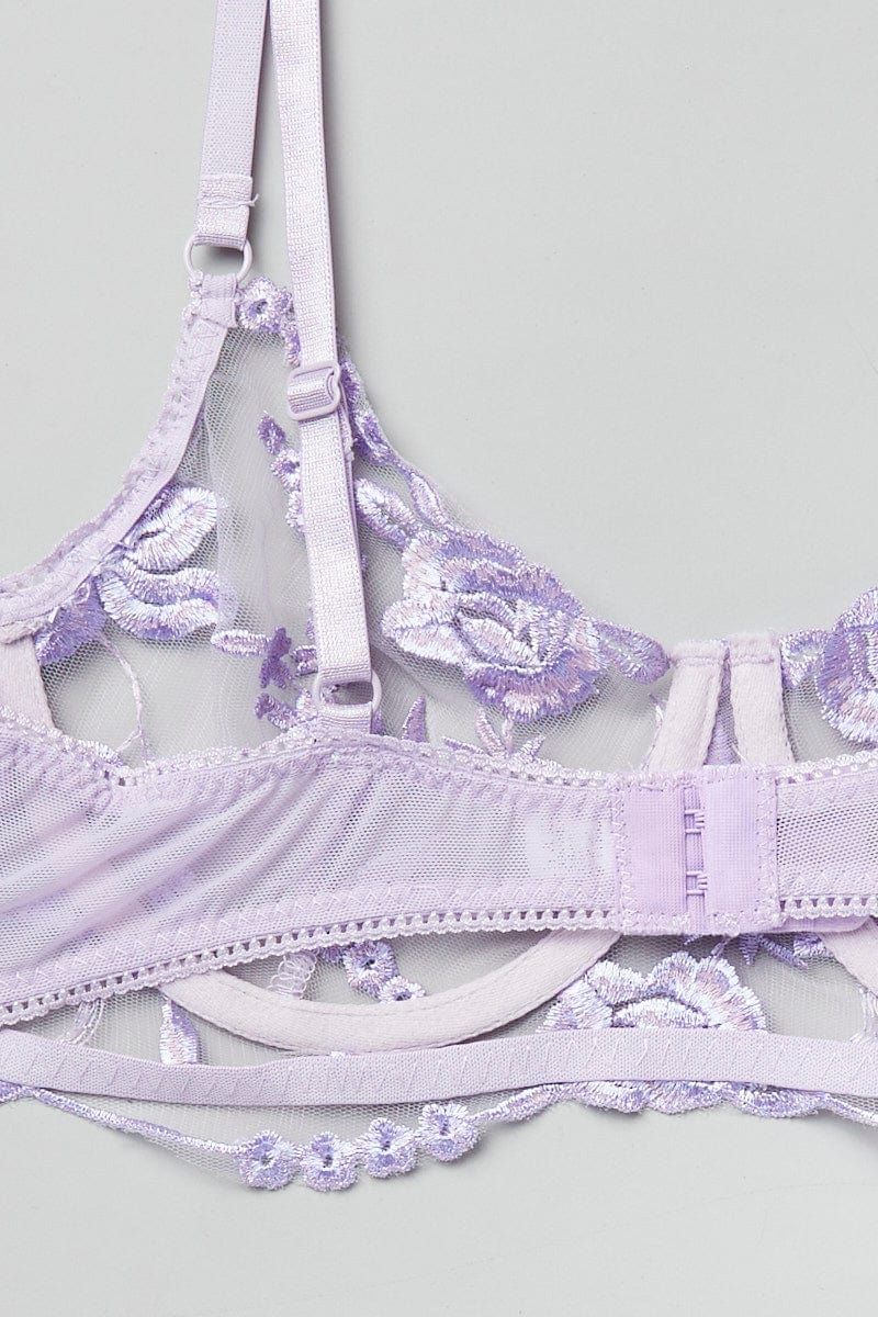 Purple Floral Embroidered Lingerie Set sold by Ally Fashion product image thumbnail 4
