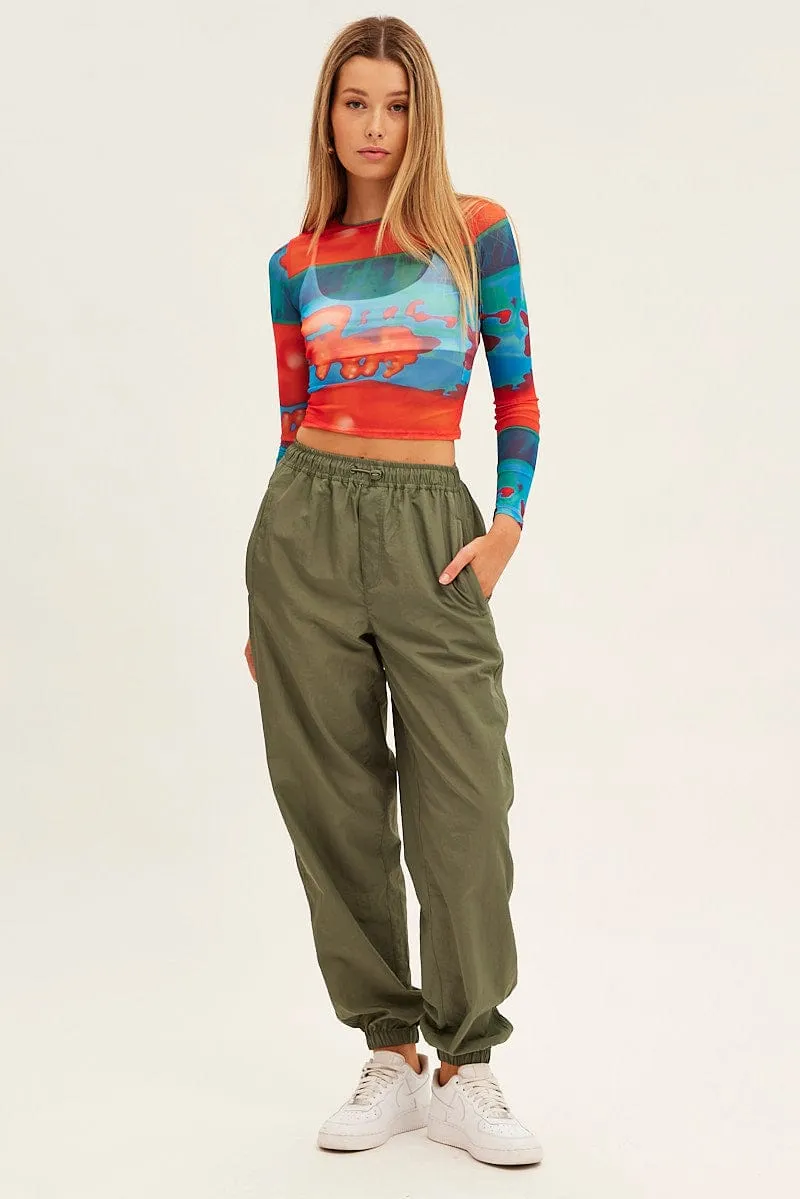 Green Parachute Cargo Pants Mid Rise sold by Ally Fashion product image thumbnail 3