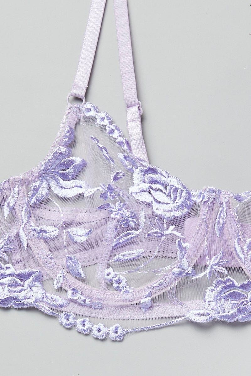 Purple Floral Embroidered Lingerie Set sold by Ally Fashion product image thumbnail 2
