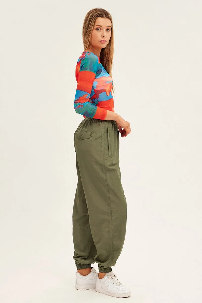 Green Parachute Cargo Pants Mid Rise sold by Ally Fashion product image thumbnail 4