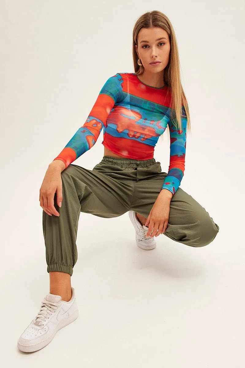 Green Parachute Cargo Pants Mid Rise sold by Ally Fashion