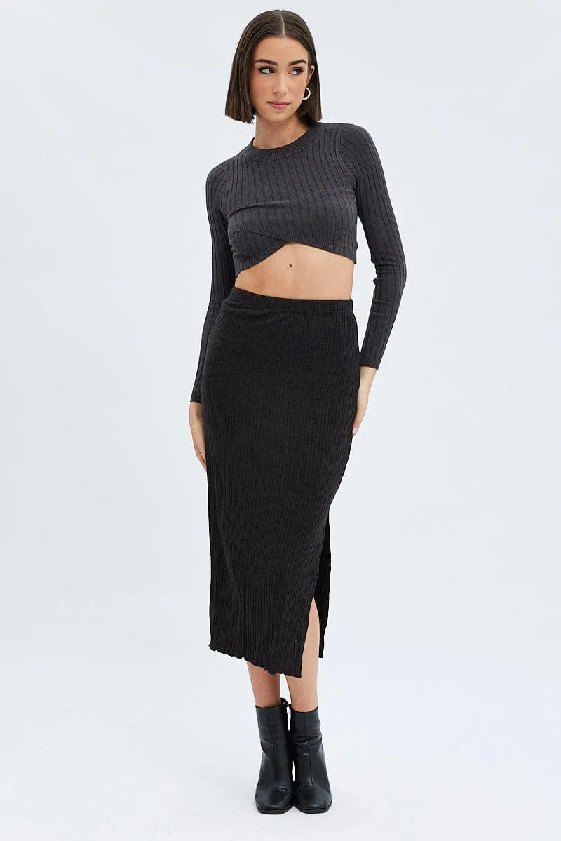 Black Maxi Skirt Side Slit sold by Ally Fashion product image thumbnail 3