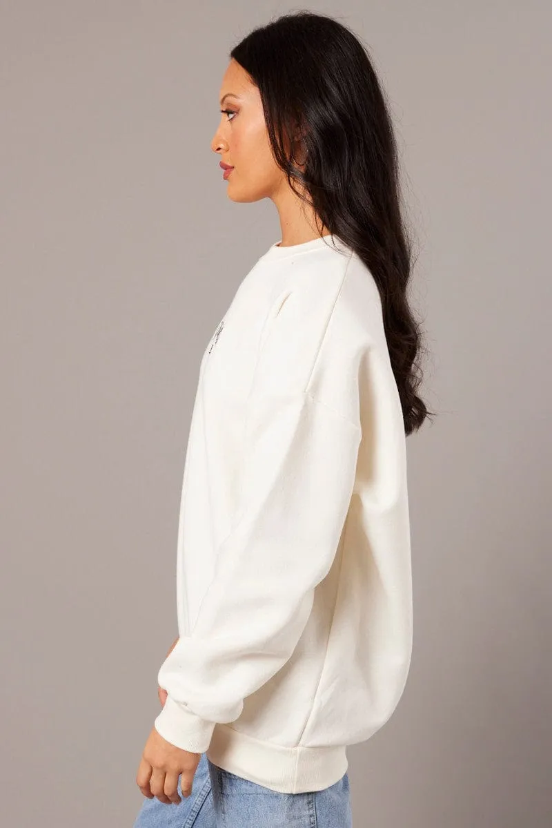 White Graphic Sweater Long Sleeve sold by Ally Fashion product image thumbnail 4
