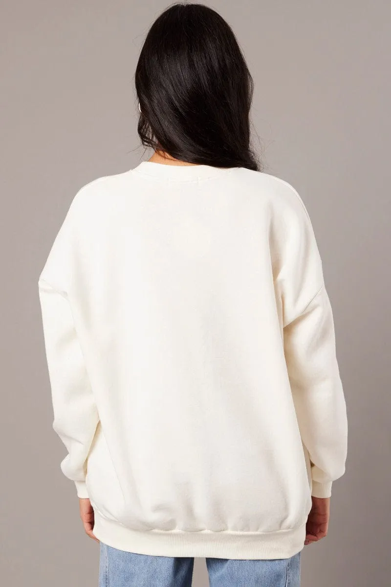 White Graphic Sweater Long Sleeve sold by Ally Fashion product image thumbnail 5