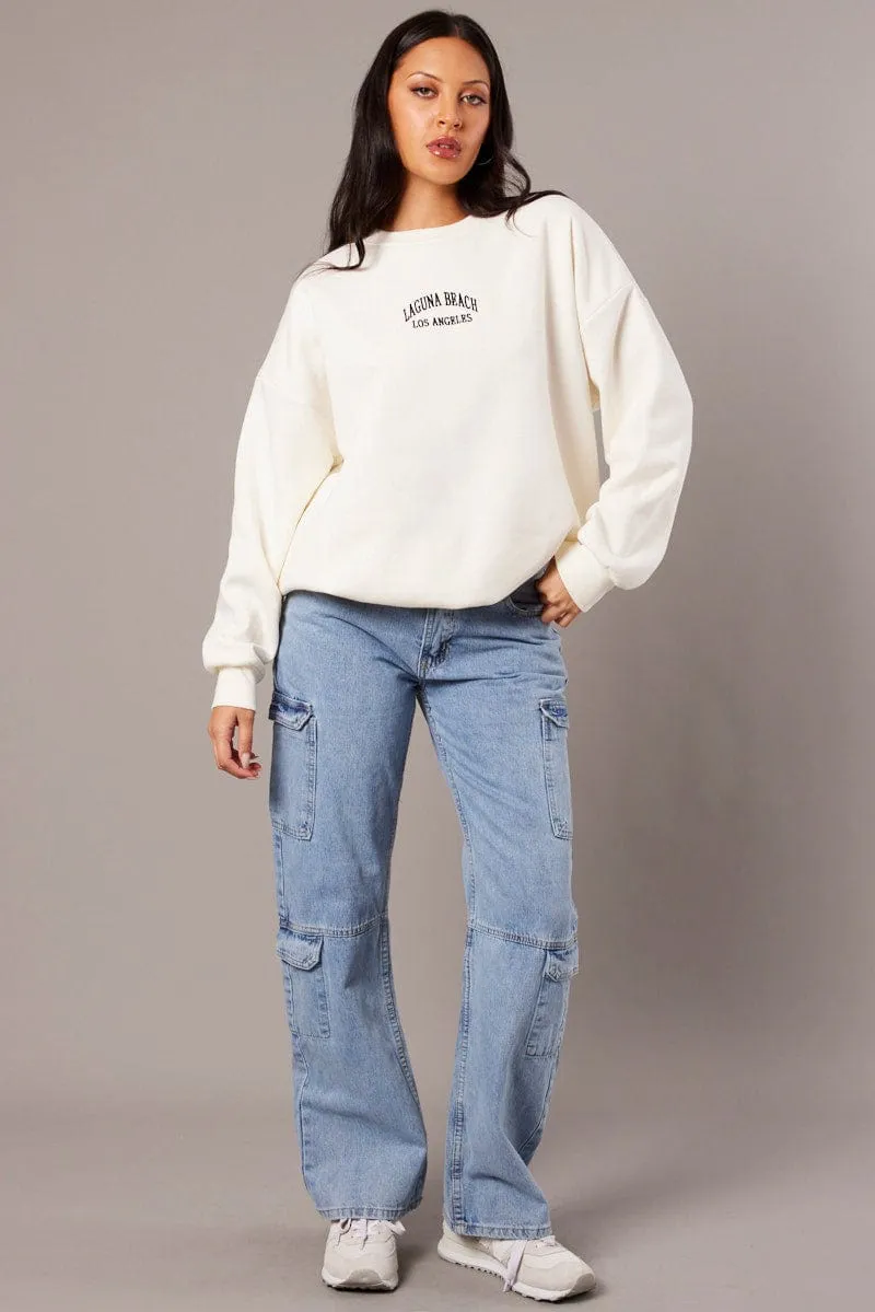 White Graphic Sweater Long Sleeve sold by Ally Fashion product image thumbnail 2