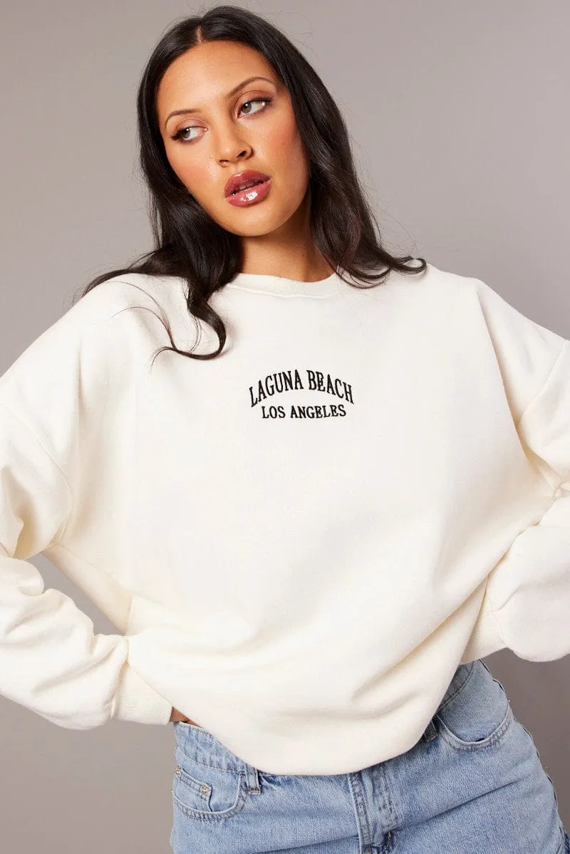 White Graphic Sweater Long Sleeve sold by Ally Fashion product image thumbnail 3