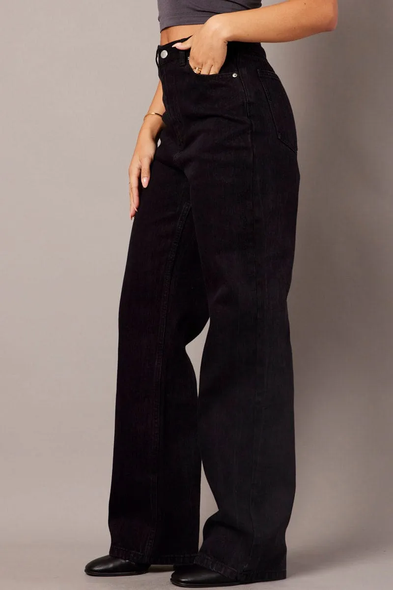 Black Wide Leg Jean High Rise sold by Ally Fashion product image thumbnail 4