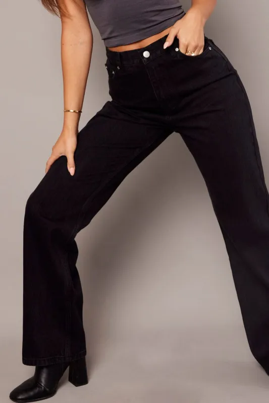 Black Wide Leg Jean High Rise sold by Ally Fashion