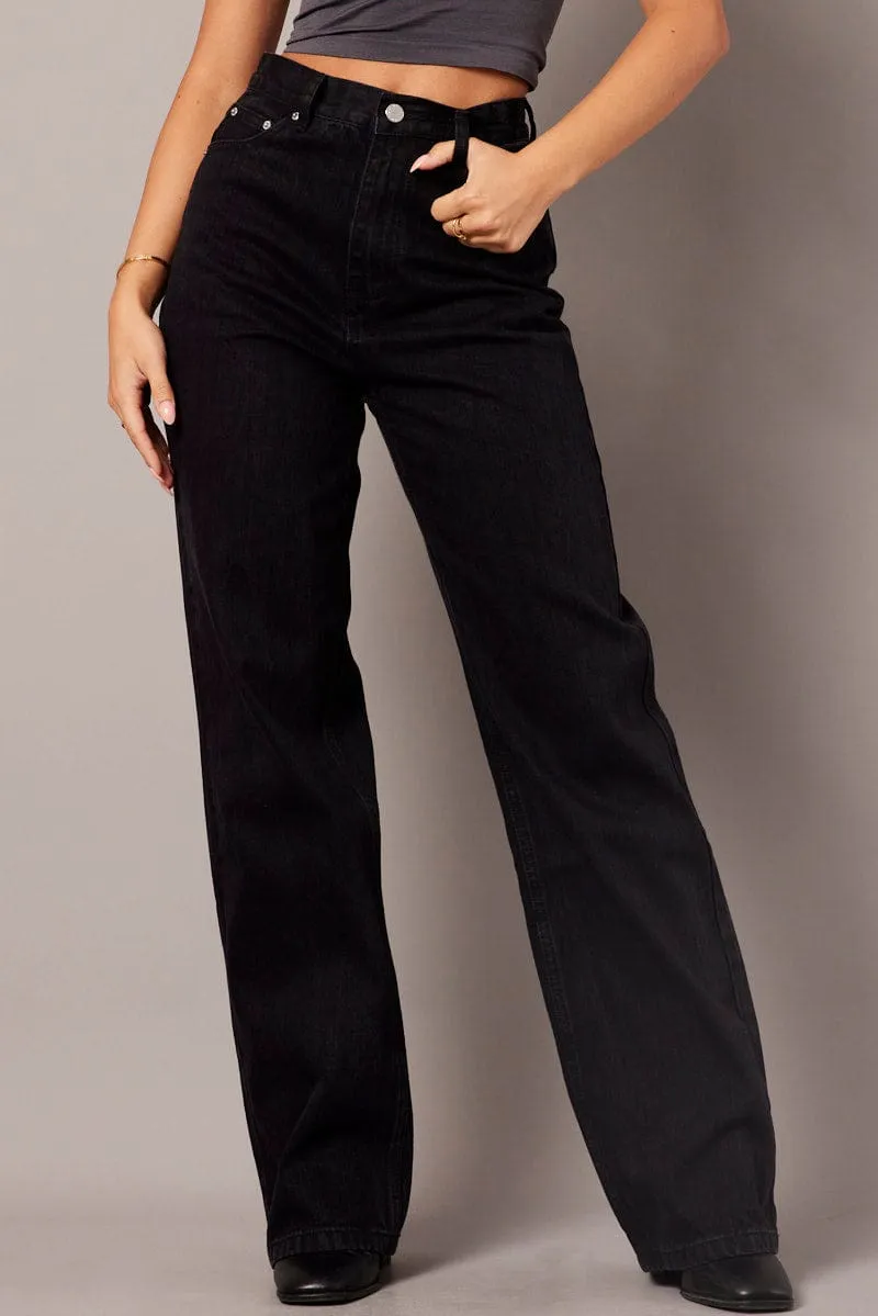 Black Wide Leg Jean High Rise sold by Ally Fashion product image thumbnail 3