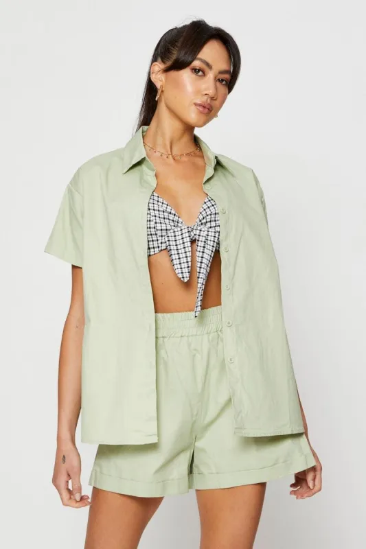Green Oversized Shirts Collared sold by Ally Fashion