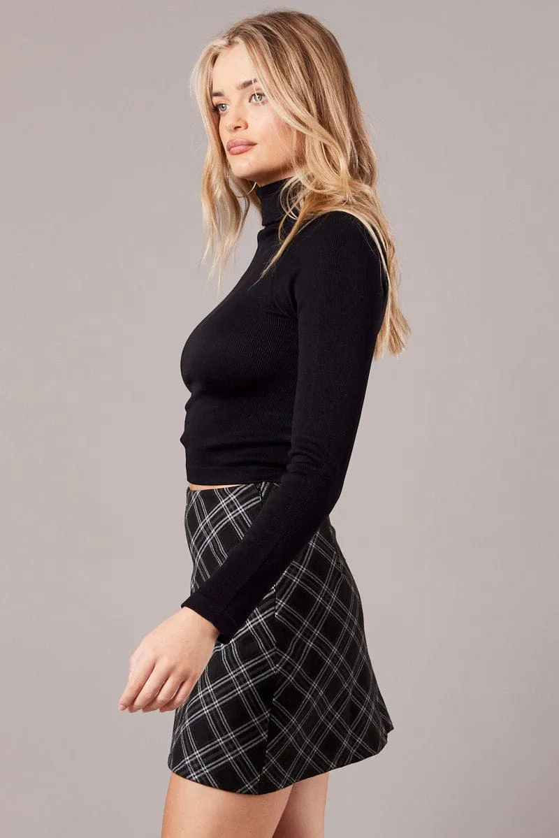 Black Check Mini Skirt High Rise sold by Ally Fashion product image thumbnail 4