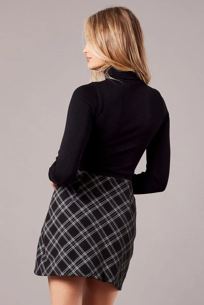 Black Check Mini Skirt High Rise sold by Ally Fashion product image thumbnail 5