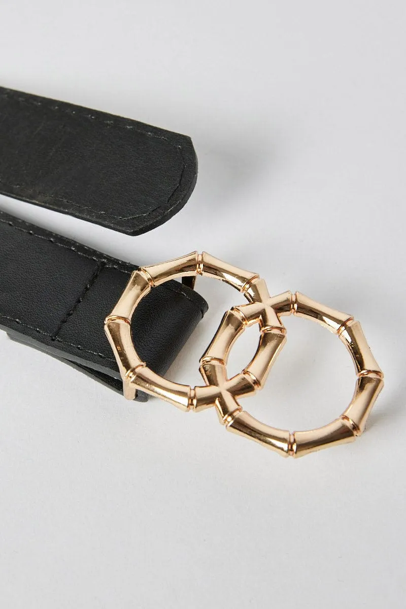 Black Bamboo Look Buckled Belt sold by Ally Fashion