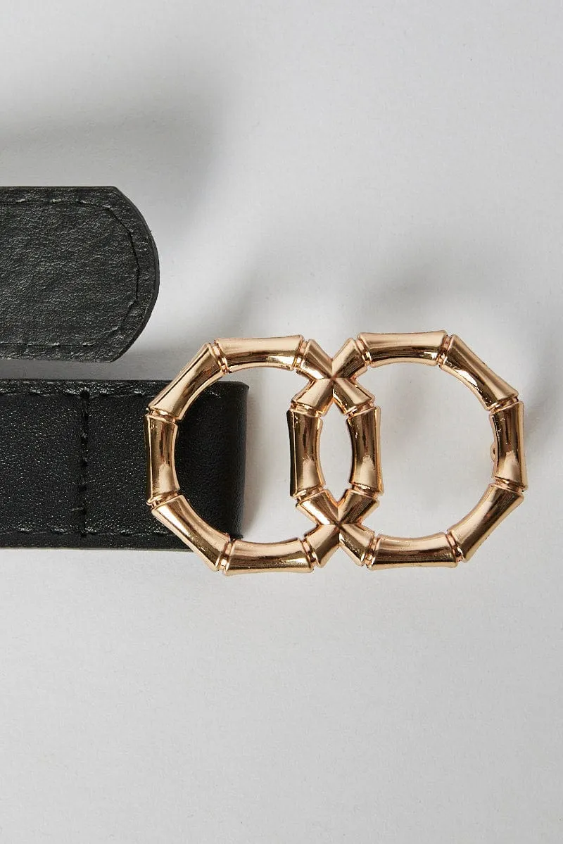 Black Bamboo Look Buckled Belt sold by Ally Fashion product image thumbnail 2