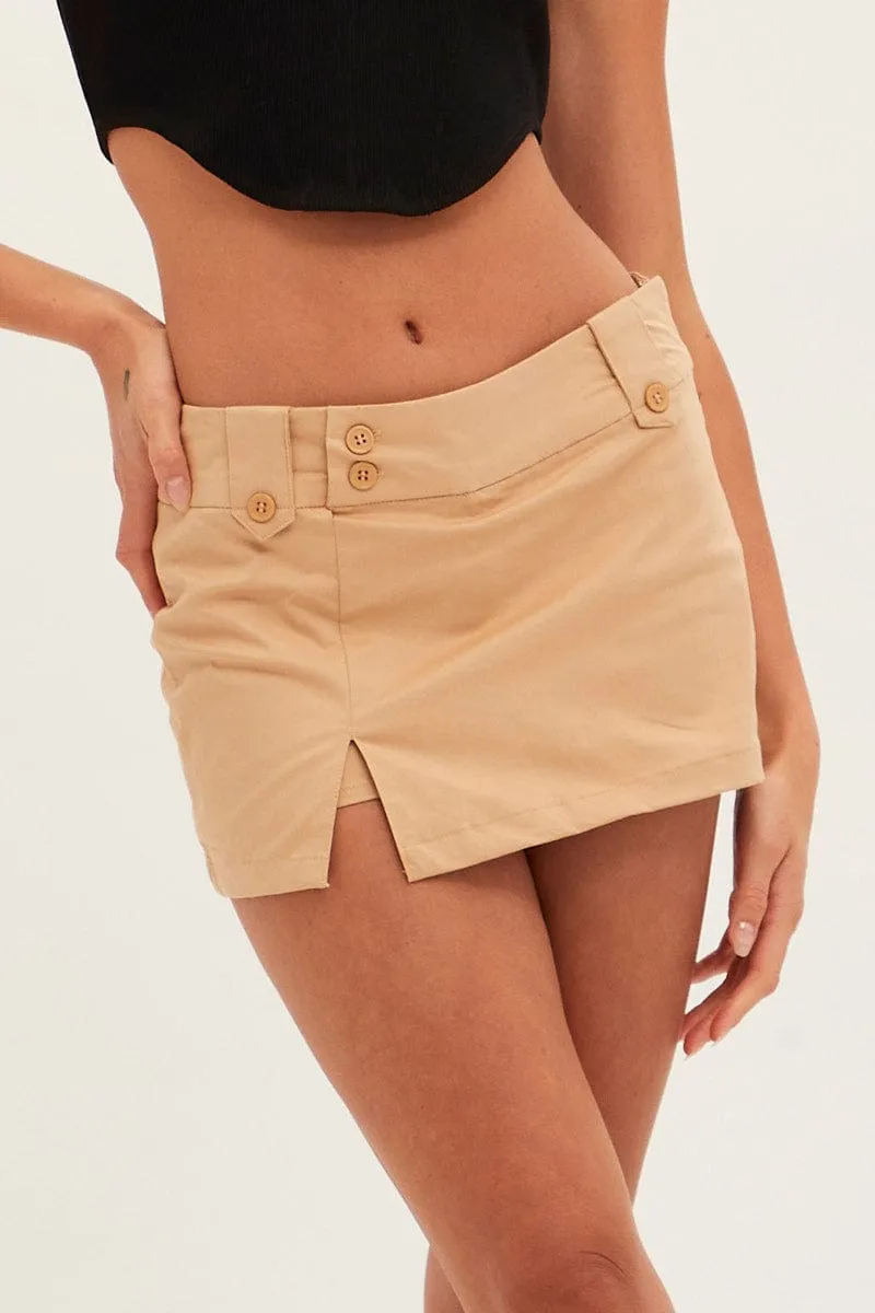Beige Mini Skort Skirt Mid Rise sold by Ally Fashion product image thumbnail 2