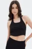 Black Halter Pinch Crop Top sold by Ally Fashion