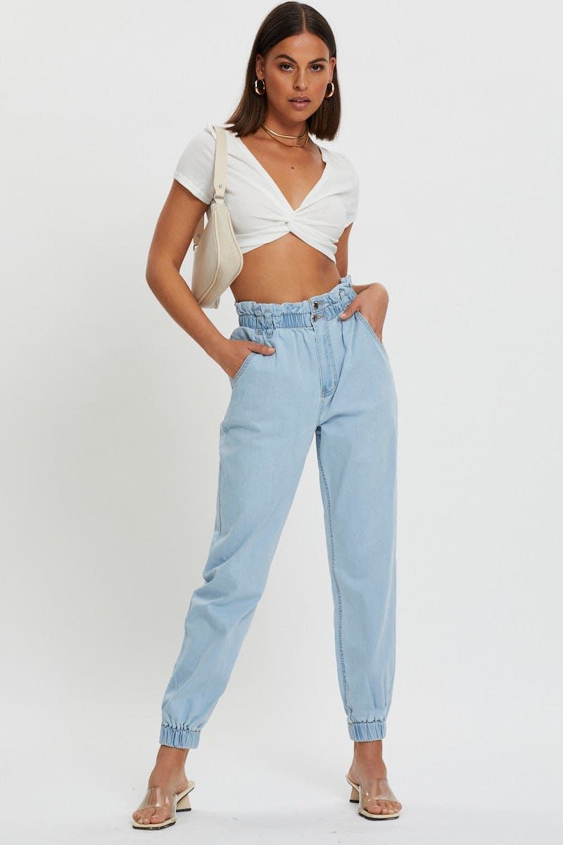 White Short Sleeve Rib Jersey Twist Front Crop Top sold by Ally Fashion product image thumbnail 3