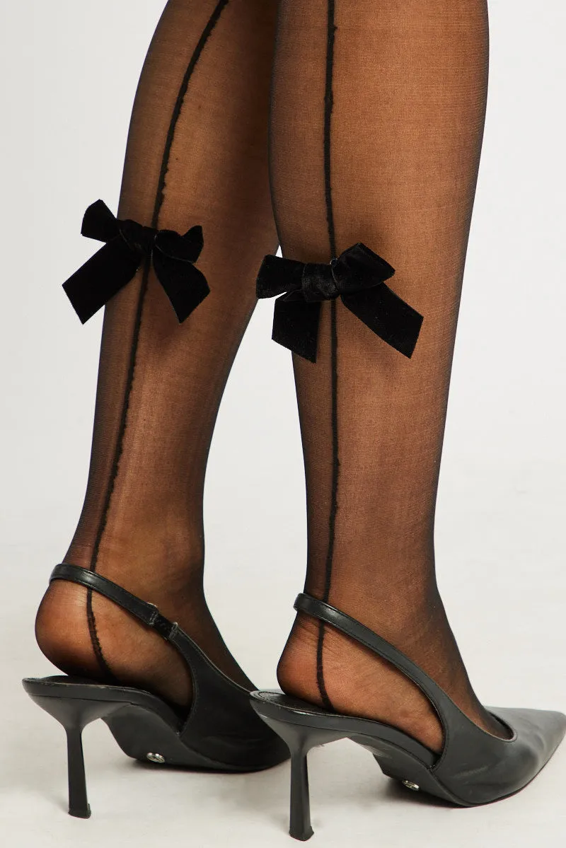 Black Large Bow Decor Tights sold by Ally Fashion product image thumbnail 2