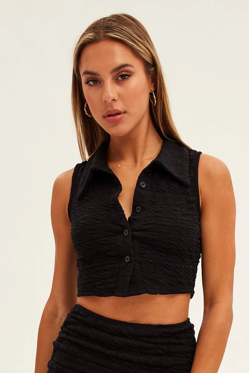 Black Crop Top sold by Ally Fashion product image thumbnail 3