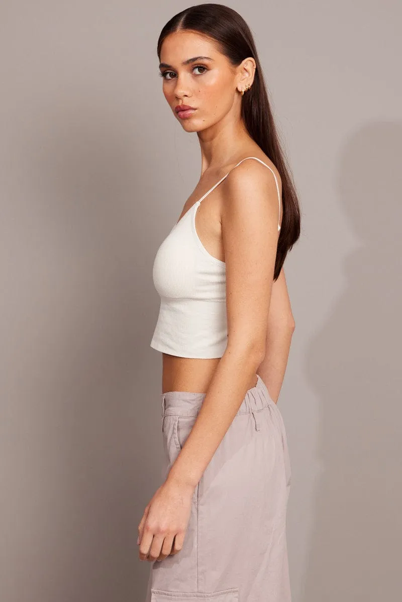 White Crop Singlet Top Seamless sold by Ally Fashion product image thumbnail 4