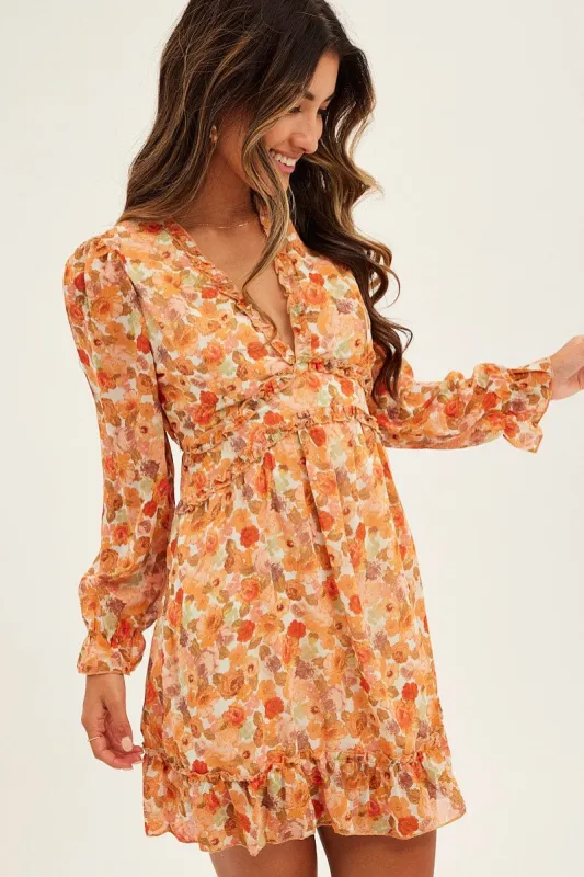 Print Mini Dress Long Sleeve sold by Ally Fashion