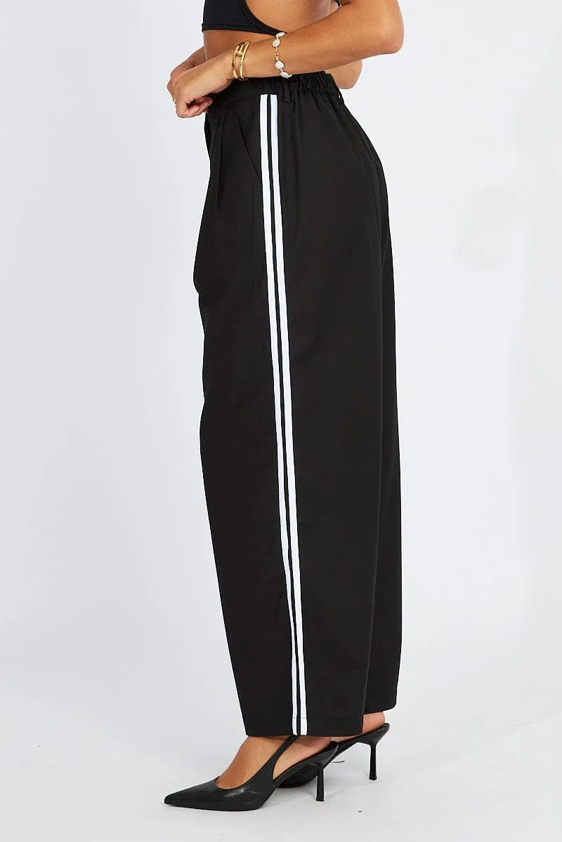Black Wide Leg Pants Side Stripe sold by Ally Fashion product image thumbnail 4
