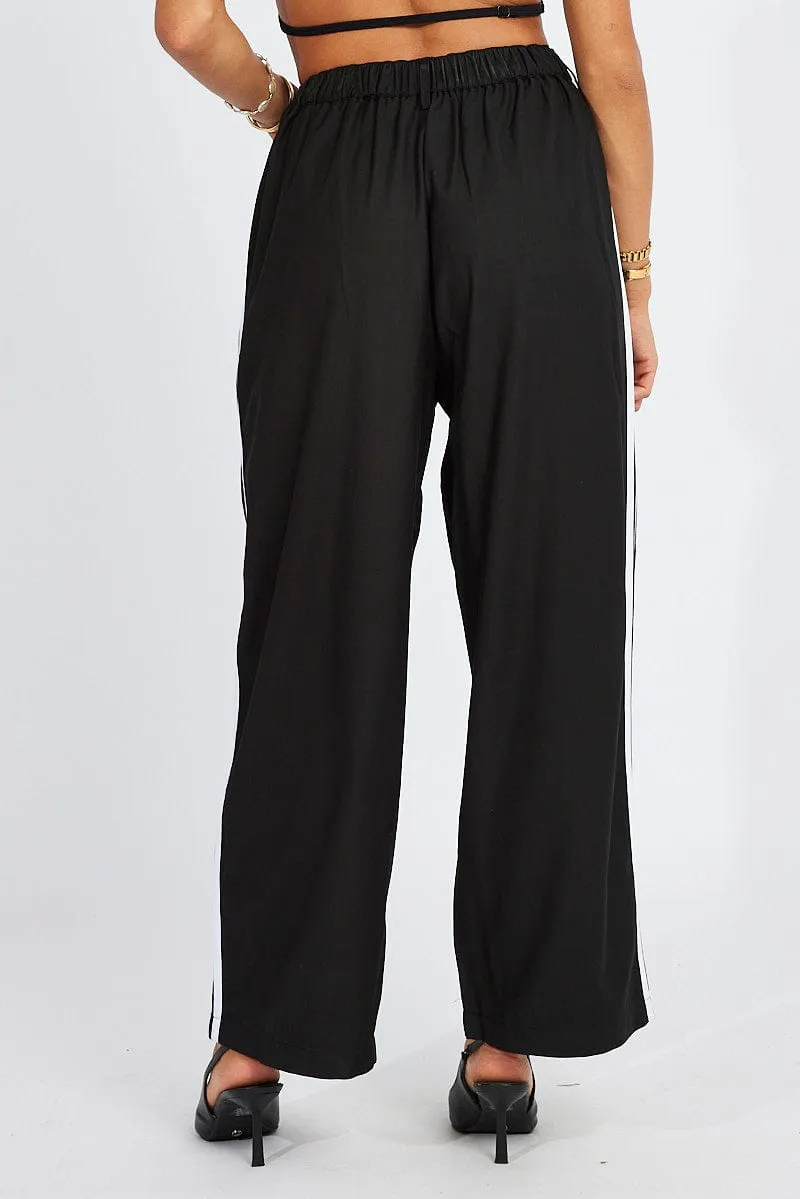 Black Wide Leg Pants Side Stripe sold by Ally Fashion product image thumbnail 5