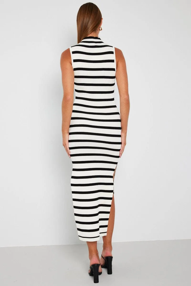 Black Stripe Knit Dress Sleeveless Midi sold by Ally Fashion product image thumbnail 5