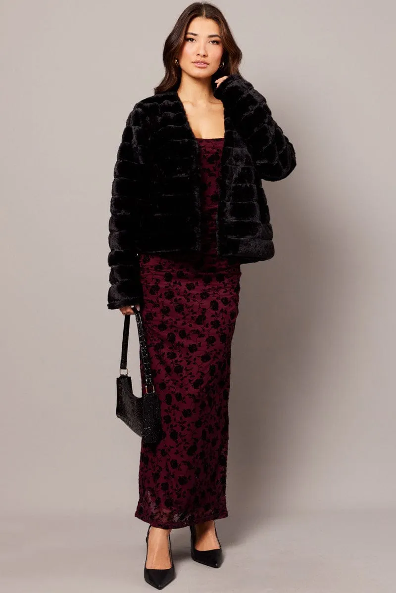 Black Faux Fur Crop Jacket sold by Ally Fashion product image thumbnail 2