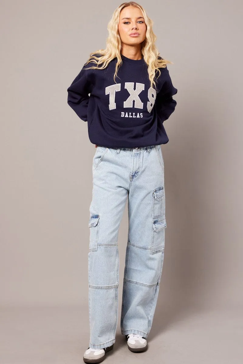 Blue Graphic Sweater Long Sleeve sold by Ally Fashion product image thumbnail 2