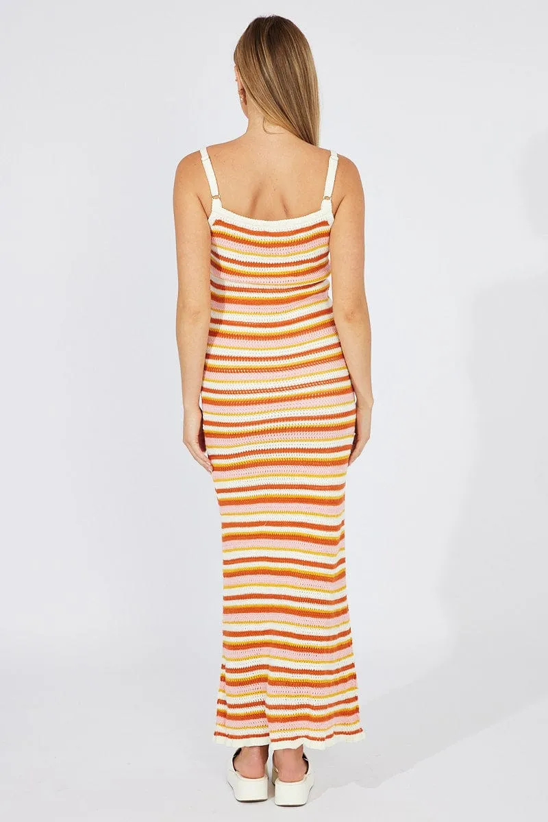 Multi Stripe Knit Dress Maxi Crochet sold by Ally Fashion product image thumbnail 5