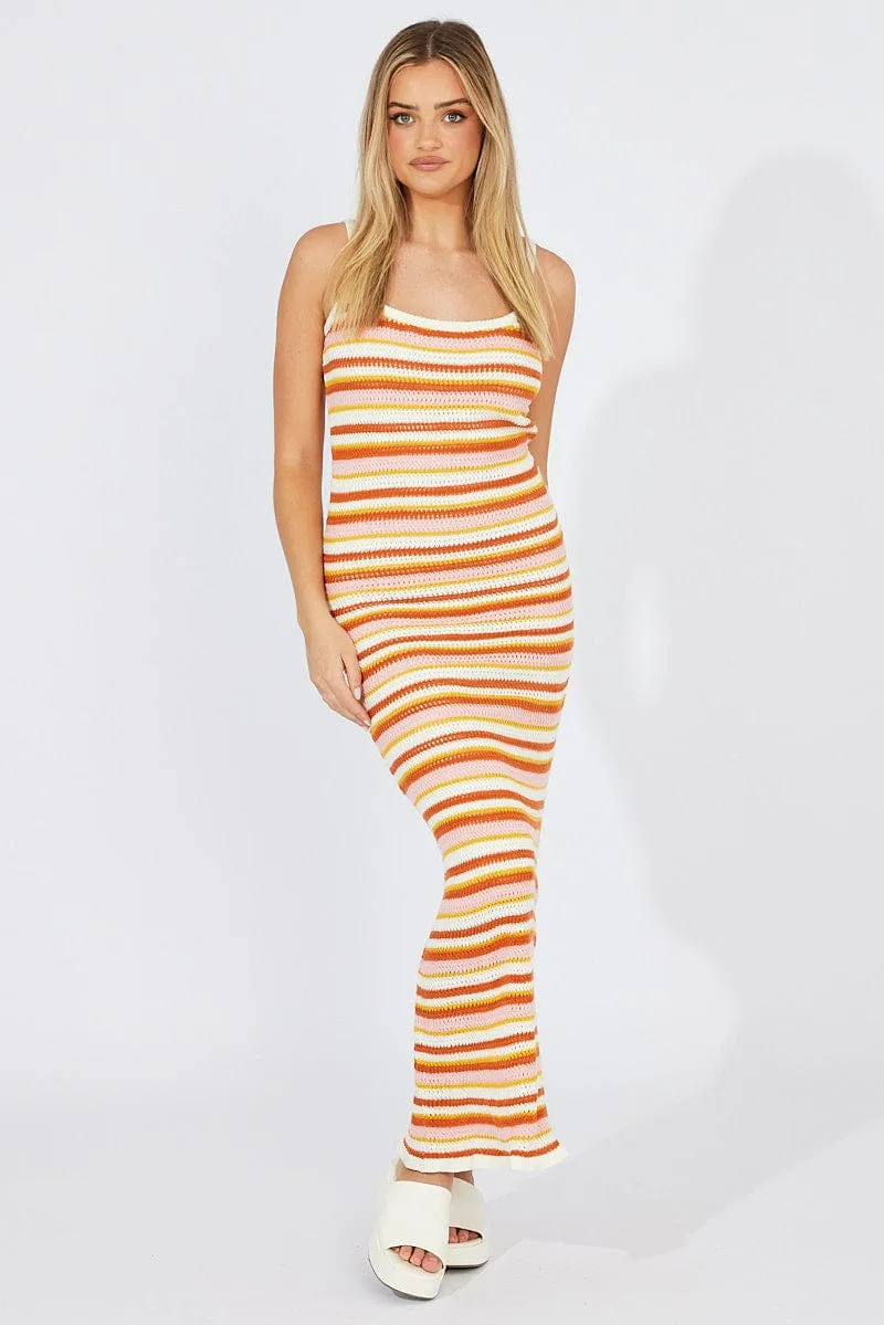 Multi Stripe Knit Dress Maxi Crochet sold by Ally Fashion product image thumbnail 2