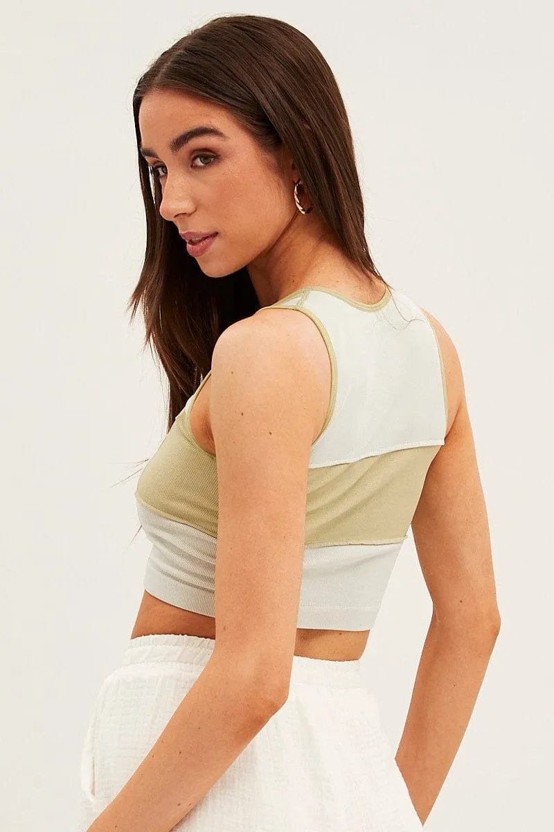 Green Seamless Tank Panel Detail Crop sold by Ally Fashion product image thumbnail 5
