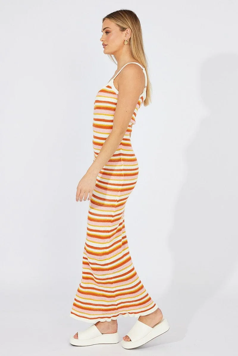Multi Stripe Knit Dress Maxi Crochet sold by Ally Fashion product image thumbnail 4