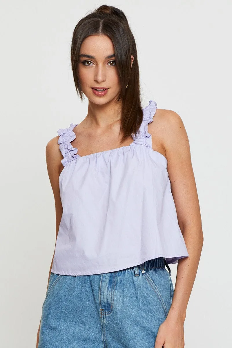 Purple Square Neck Crop Top sold by Ally Fashion